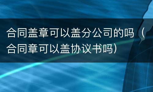 合同盖章可以盖分公司的吗（合同章可以盖协议书吗）