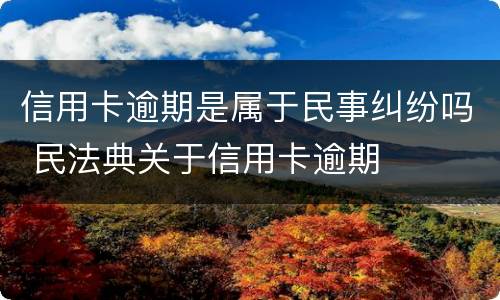 信用卡逾期是属于民事纠纷吗 民法典关于信用卡逾期