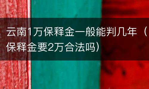 云南1万保释金一般能判几年（保释金要2万合法吗）