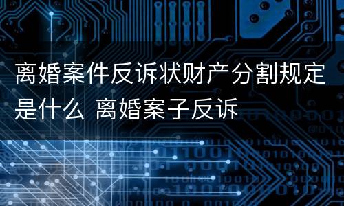 离婚案件反诉状财产分割规定是什么 离婚案子反诉