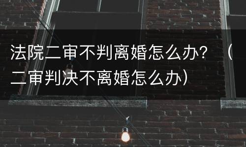 法院二审不判离婚怎么办？（二审判决不离婚怎么办）
