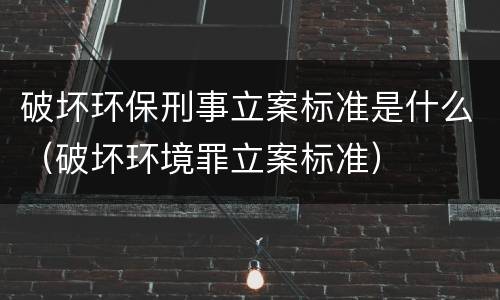 破坏环保刑事立案标准是什么（破坏环境罪立案标准）