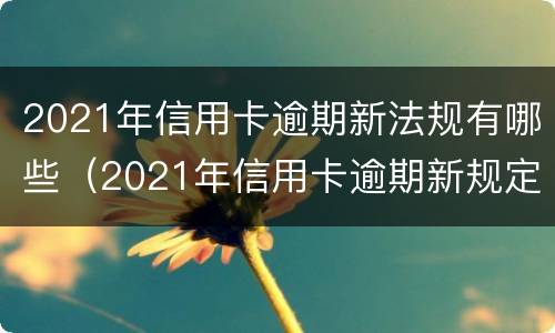 2021年信用卡逾期新法规有哪些（2021年信用卡逾期新规定）