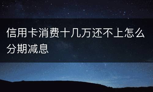信用卡消费十几万还不上怎么分期减息