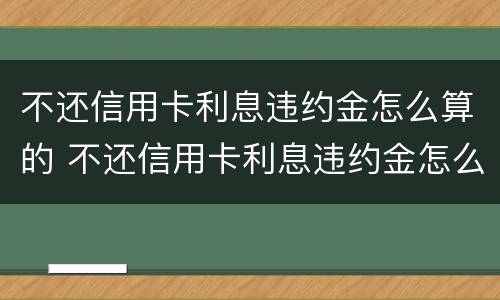 不还信用卡利息违约金怎么算的 不还信用卡利息违约金怎么算的呀