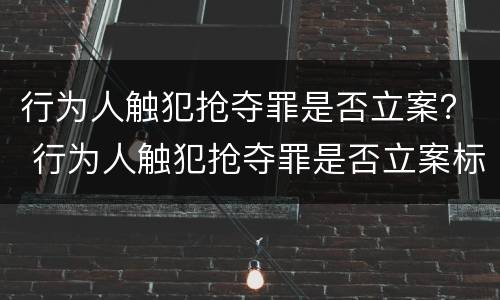 行为人触犯抢夺罪是否立案？ 行为人触犯抢夺罪是否立案标准