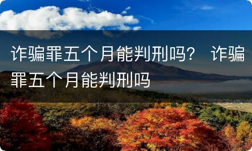 诈骗罪五个月能判刑吗？ 诈骗罪五个月能判刑吗