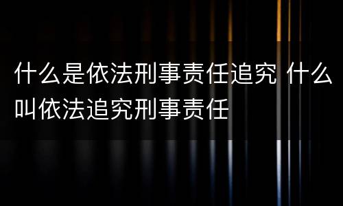 什么是依法刑事责任追究 什么叫依法追究刑事责任