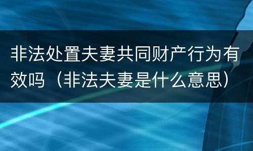 非法处置夫妻共同财产行为有效吗（非法夫妻是什么意思）