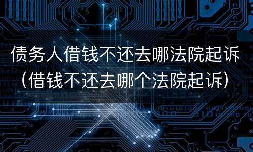 债务人借钱不还去哪法院起诉（借钱不还去哪个法院起诉）