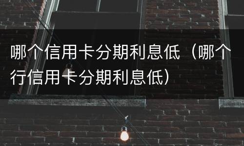 哪个信用卡分期利息低（哪个行信用卡分期利息低）