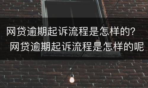 网贷逾期起诉流程是怎样的？ 网贷逾期起诉流程是怎样的呢