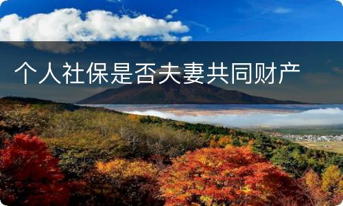 个人社保是否夫妻共同财产