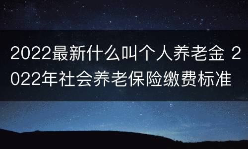 2022最新什么叫个人养老金 2022年社会养老保险缴费标准