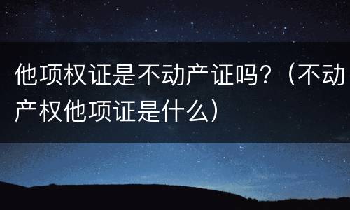 他项权证是不动产证吗?（不动产权他项证是什么）