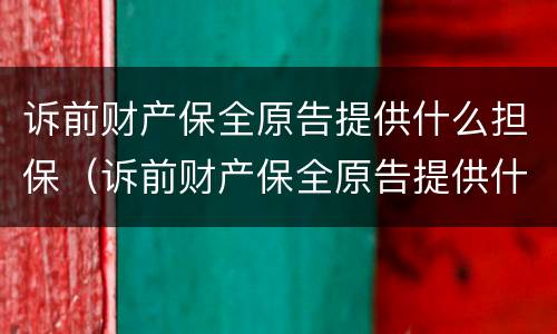 诉前财产保全原告提供什么担保（诉前财产保全原告提供什么担保材料）
