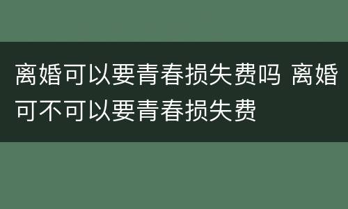离婚可以要青春损失费吗 离婚可不可以要青春损失费
