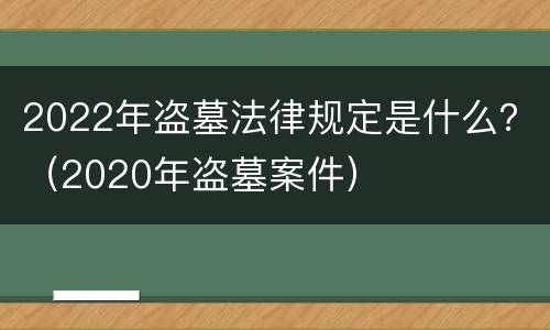 2022年盗墓法律规定是什么？（2020年盗墓案件）