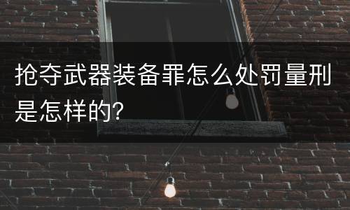 抢夺武器装备罪怎么处罚量刑是怎样的？