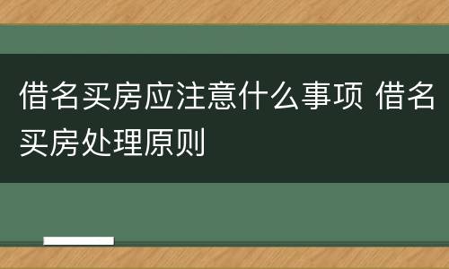 借名买房应注意什么事项 借名买房处理原则