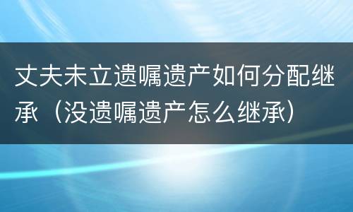丈夫未立遗嘱遗产如何分配继承（没遗嘱遗产怎么继承）
