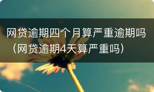 网贷逾期四个月算严重逾期吗（网贷逾期4天算严重吗）