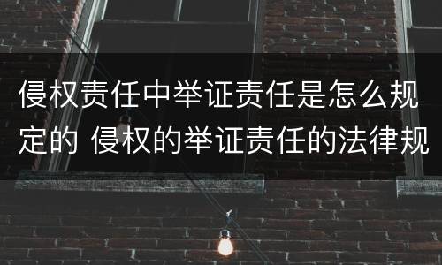 侵权责任中举证责任是怎么规定的 侵权的举证责任的法律规定