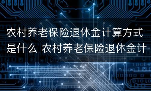 农村养老保险退休金计算方式是什么 农村养老保险退休金计算方式是什么呢