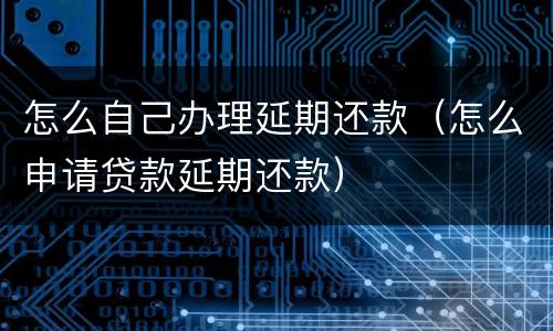 怎么自己办理延期还款（怎么申请贷款延期还款）