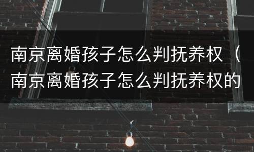 南京离婚孩子怎么判抚养权（南京离婚孩子怎么判抚养权的）
