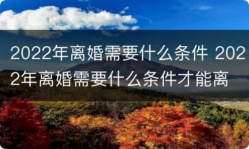 2022年离婚需要什么条件 2022年离婚需要什么条件才能离