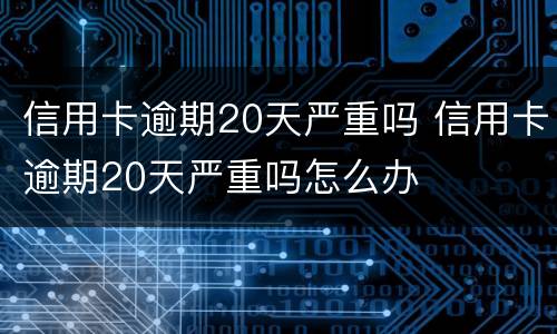 信用卡逾期20天严重吗 信用卡逾期20天严重吗怎么办