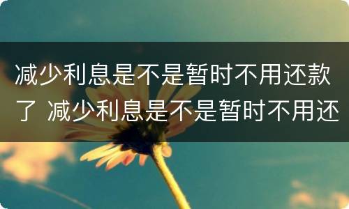 减少利息是不是暂时不用还款了 减少利息是不是暂时不用还款了呢