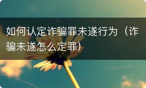 如何认定诈骗罪未遂行为（诈骗未遂怎么定罪）