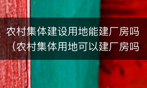 农村集体建设用地能建厂房吗（农村集体用地可以建厂房吗）