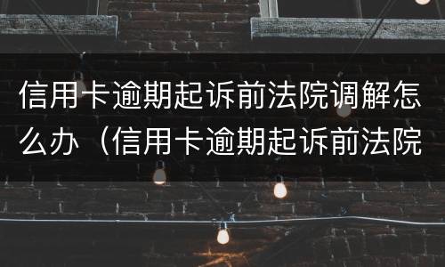 信用卡逾期起诉前法院调解怎么办（信用卡逾期起诉前法院调解怎么办理）