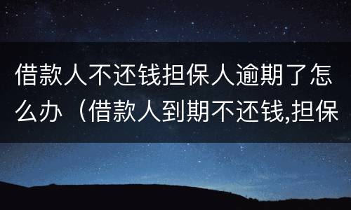 借款人不还钱担保人逾期了怎么办（借款人到期不还钱,担保人咋办）