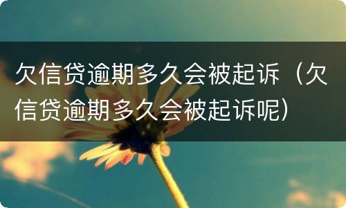 欠信贷逾期多久会被起诉（欠信贷逾期多久会被起诉呢）