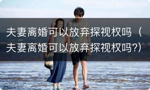 夫妻离婚可以放弃探视权吗（夫妻离婚可以放弃探视权吗?）