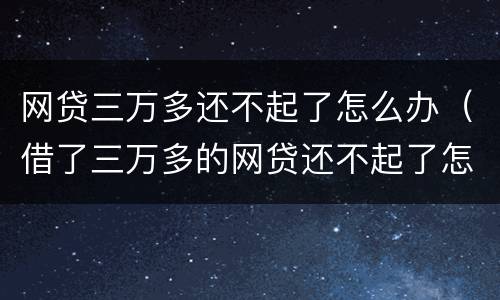 网贷三万多还不起了怎么办（借了三万多的网贷还不起了怎么办）