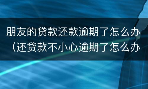朋友的贷款还款逾期了怎么办（还贷款不小心逾期了怎么办）