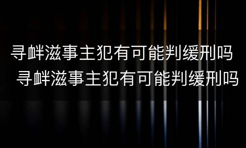 寻衅滋事主犯有可能判缓刑吗 寻衅滋事主犯有可能判缓刑吗判几年