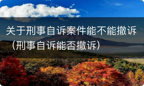 关于刑事自诉案件能不能撤诉（刑事自诉能否撤诉）