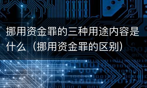 挪用资金罪的三种用途内容是什么（挪用资金罪的区别）