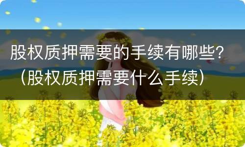 股权质押需要的手续有哪些？（股权质押需要什么手续）