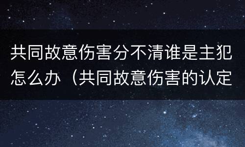 共同故意伤害分不清谁是主犯怎么办（共同故意伤害的认定）