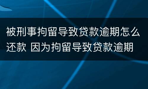 被刑事拘留导致贷款逾期怎么还款 因为拘留导致贷款逾期