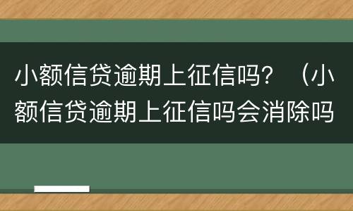 小额信贷逾期上征信吗？（小额信贷逾期上征信吗会消除吗）