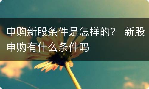 申购新股条件是怎样的？ 新股申购有什么条件吗
