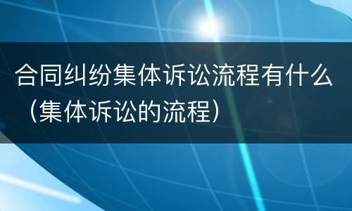 合同纠纷集体诉讼流程有什么（集体诉讼的流程）